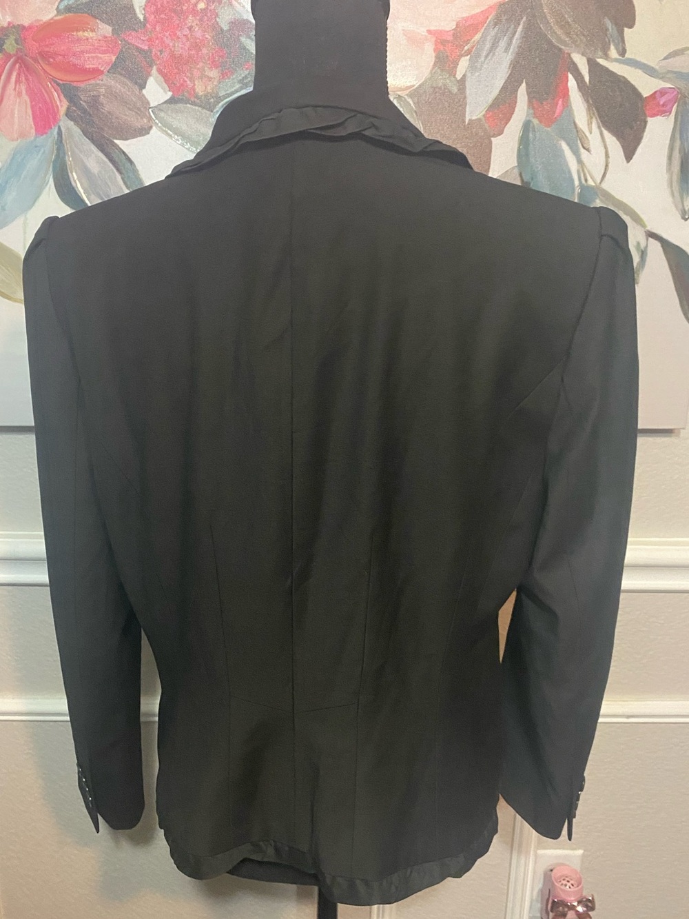 LOFT Black Ruffle-Trim Single-Button Blazer - Picture 10 of 13